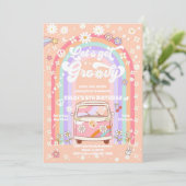 Groovy Retro Kids Birthday Invitation Kaart (Staand voorkant)