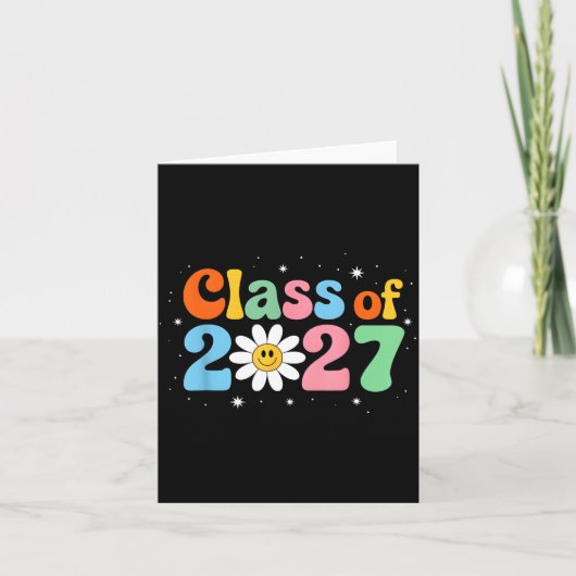 Groovy Retro Klas 2027 Senioren Kaart (Voorkant)