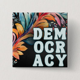 Groovy Retro Kleurrijke Helder Statement Democrati Vierkante Button 5,1 Cm