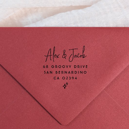 Groovy Retro Koppels Namen & Retouradres Rubberstempel