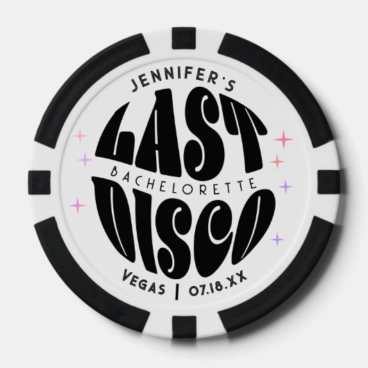 Groovy Retro Laatste Disco Bachelorette Weekend Pa Poker Chips (Voorkant)
