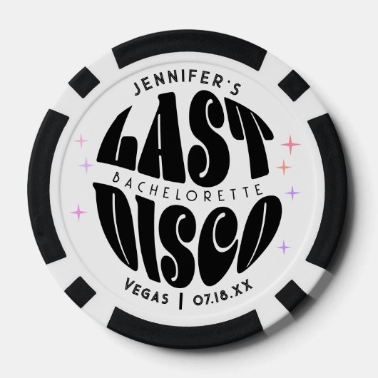 Groovy Retro Laatste Disco Bachelorette Weekend Pa Poker Chips (Achterkant)