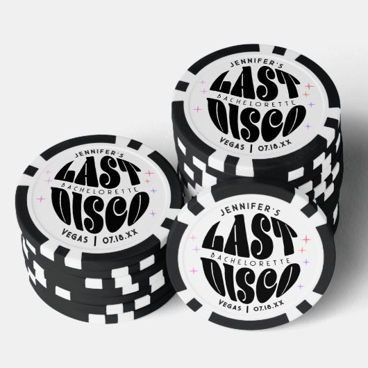 Groovy Retro Laatste Disco Bachelorette Weekend Pa Poker Chips (Opstapeling)