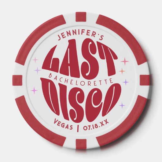 Groovy Retro Laatste Disco Bachelorette Weekend Pa Poker Chips (Voorkant)