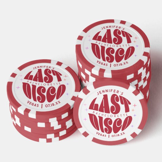 Groovy Retro Laatste Disco Bachelorette Weekend Pa Poker Chips (Opstapeling)