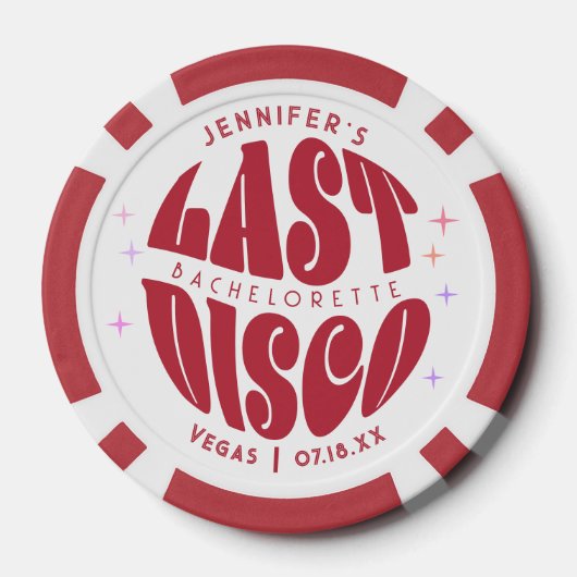 Groovy Retro Laatste Disco Bachelorette Weekend Pa Poker Chips (Achterkant)