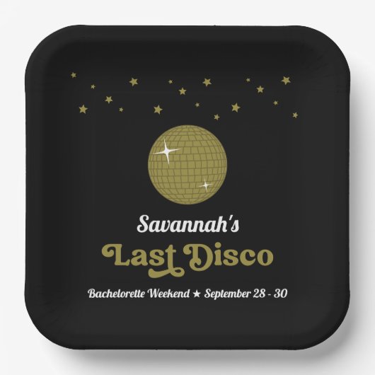 Groovy Retro Laatste Disco Bruid Bruidsfeest Papieren Bordje (Voorkant)