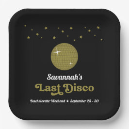 Groovy Retro Laatste Disco Bruid Hen Party Papieren Bordje