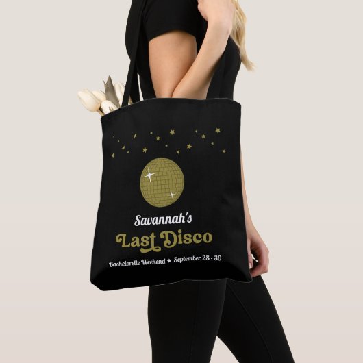 Groovy Retro Laatste Disco Bruid Hen Party Tote Bag (Dichtbij)