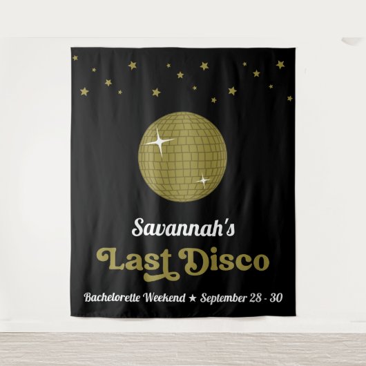 Groovy Retro Laatste Disco Bruid Hen Party Wandkleed (Voorkant)
