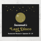 Groovy Retro Last Disco Bride Bachelorette Party Sparkling Wijnetiket (Enkel label)