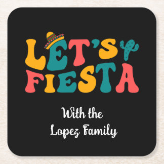 Groovy Retro Laten we Feesten Kartonnen Onderzetters