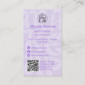 Groovy retro lavendel logo qr code Make-up Visitekaartje (Achterkant)