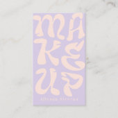 Groovy retro lavendel logo qr code Make-up Visitekaartje (Voorkant)