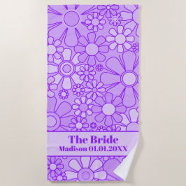 Groovy Retro Lavender Floral Pattern for the Bride Strandlaken