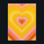 Groovy Retro Layered Heart Briefkaart<br><div class="desc">Retrohartbarstontwerp. Hartlagen in oranje,  geel,  roze. Groovy retro hartogeschenken,  thuisdecor.</div>