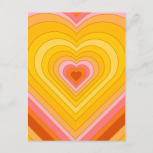Groovy Retro Layered Heart Briefkaart