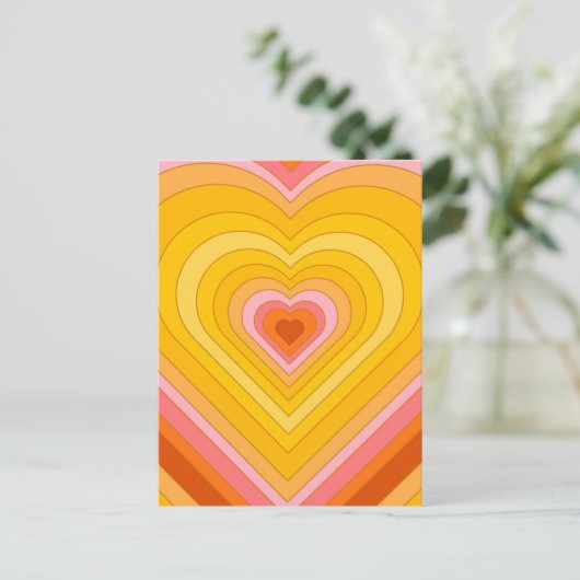 Groovy Retro Layered Heart Briefkaart (Staand voorkant)