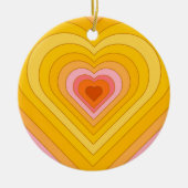 Groovy Retro Layered Heart Keramisch Ornament (Voorkant)