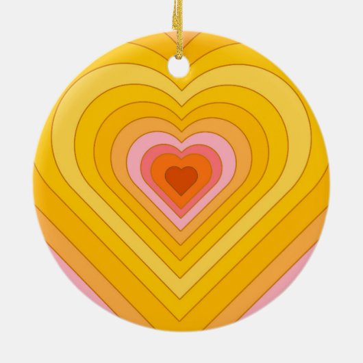 Groovy Retro Layered Heart Keramisch Ornament (Achterkant)