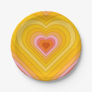 Groovy Retro Layered Heart Papieren Bordje