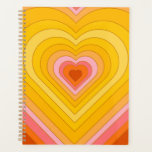 Groovy Retro Layered Heart Planner<br><div class="desc">Retrohartbarstontwerp. Hartlagen in oranje,  geel,  roze. Groovy retro hartogeschenken,  thuisdecor.</div>