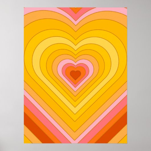 Groovy Retro Layered Heart Poster (Voorkant)