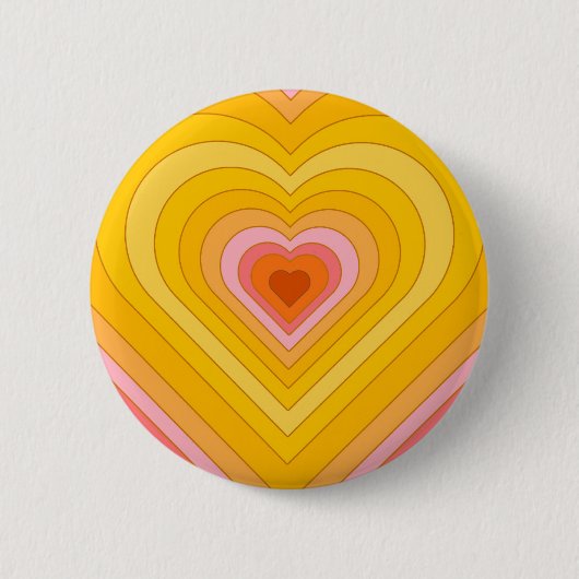 Groovy Retro Layered Heart Ronde Button 5,7 Cm (Voorkant)