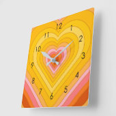 Groovy Retro Layered Heart Vierkante Klok (Hoek)