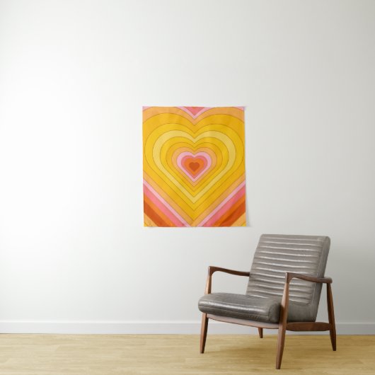 Groovy Retro Layered Heart Wandkleed (In situ)