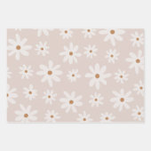 Groovy Retro Lichtbruin Daisy Floral Inpakpapier Vel (Voorkant)