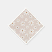 Groovy Retro Lichtbruin Daisy Floral Servet (Hoek)