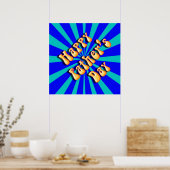 Groovy Retro Light & Dark Blue Vaderdag Poster (Keuken)