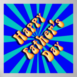 Groovy Retro Light & Dark Blue Vaderdag Poster