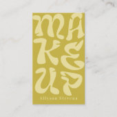 Groovy retro lime groen logo qr code Make-up Visitekaartje (Voorkant)