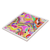 Groovy Retro Line Art | Aangepaste keramische tapi Tegeltje (Zijkant)