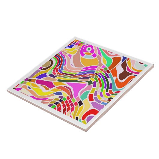 Groovy Retro Line Art | Aangepaste keramische tapi Tegeltje (Zijkant)