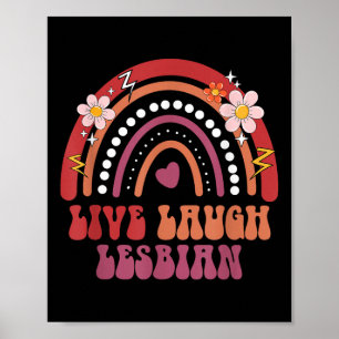 Groovy Retro Live Lach Lesbisch Pride Lgbtq+ Pride Poster