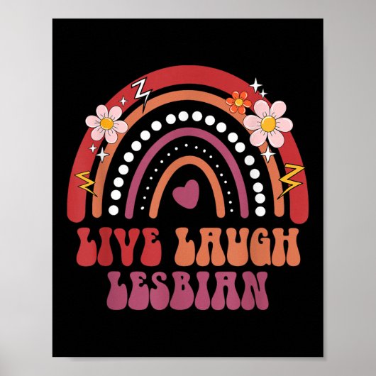 Groovy Retro Live Lach Lesbisch Pride Lgbtq+ Pride Poster (Voorkant)