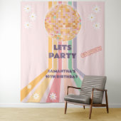 Groovy Retro Madelief Disco Verjaardag Achtergrond Wandkleed (In situ)