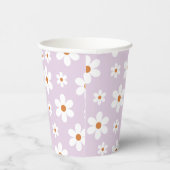 Groovy Retro Madelief Paars Papieren Bekers (Rechts)