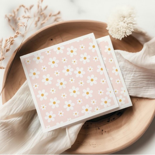 Groovy Retro Madelief Roze Servetten