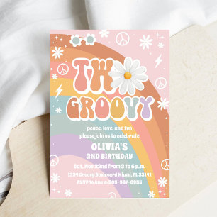 Groovy Retro Madelief Verjaardagsuitnodiging Kaart