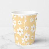 Groovy Retro Madeliefje geel Papieren Bekers (Rechts)