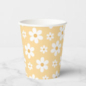 Groovy Retro Madeliefje geel Papieren Bekers (Voorkant)