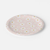 Groovy Retro Madeliefje Roze Papieren Bordje (Gekanteld)