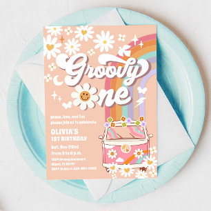 Groovy Retro Madeliefje Verjaardagsuitnodiging Kaart