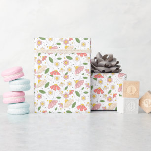 Groovy Retro Madeliefje Wildbloem Roze Patroon Cadeaupapier