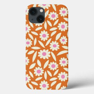 Groovy Retro Madeliefjes Bloemmotief op oranje Case-Mate iPhone Case