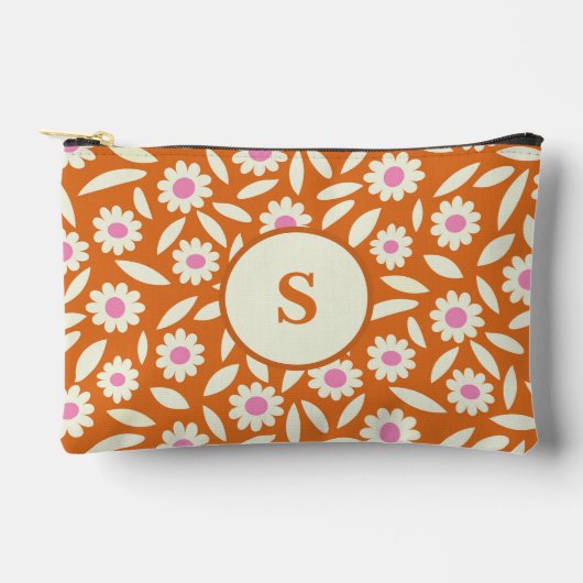 Groovy Retro Madeliefjes Patroon op oranje monogra Etui (Voorkant)